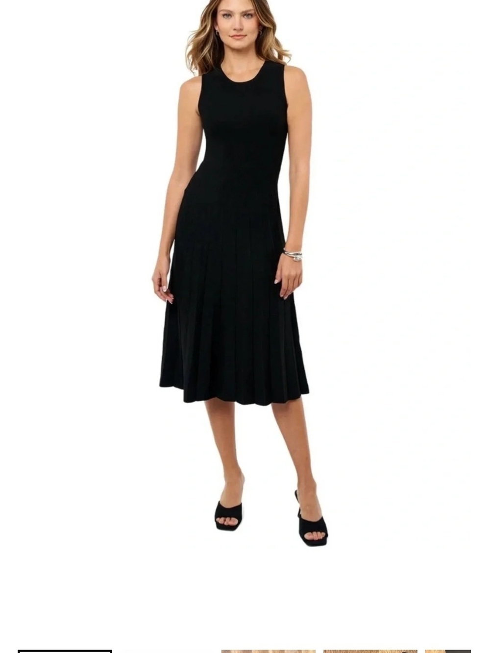 Edited by Remi Bader Pleated Rib Knit Midi Dress Black XS NWT